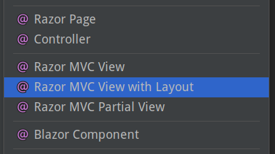 ASP.NET Core views listed in Rider