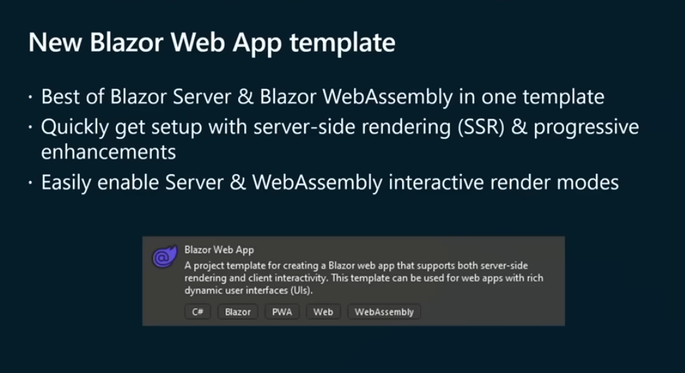 the “Blazor Web App” template