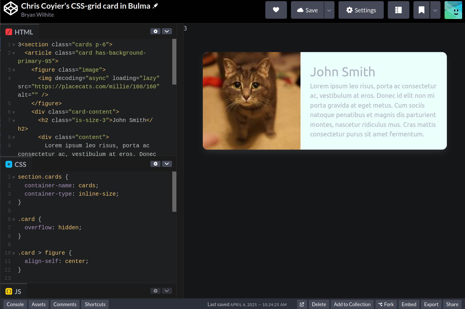 CodePen screenshot