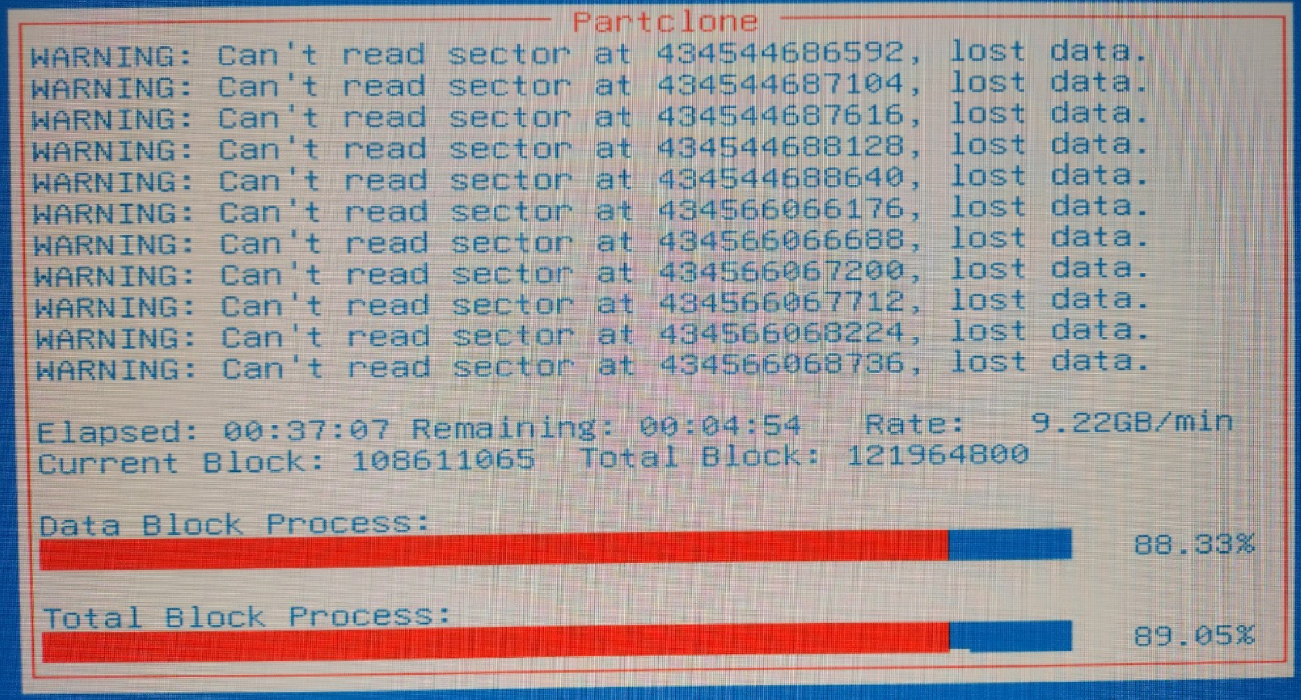 Clonezilla in expert mode skipping bad sectors