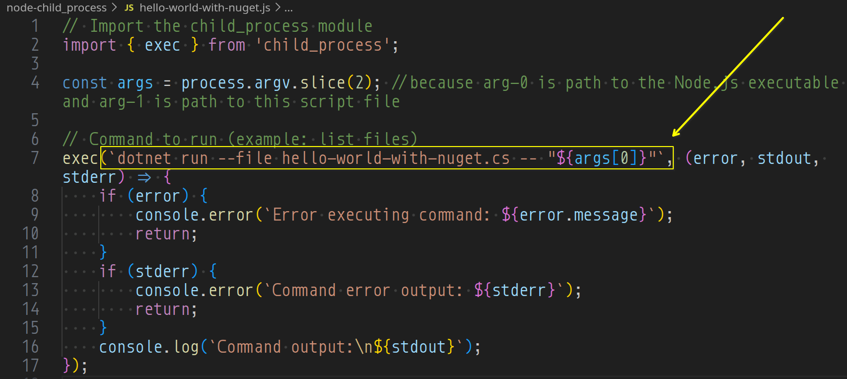 screenshot of  command