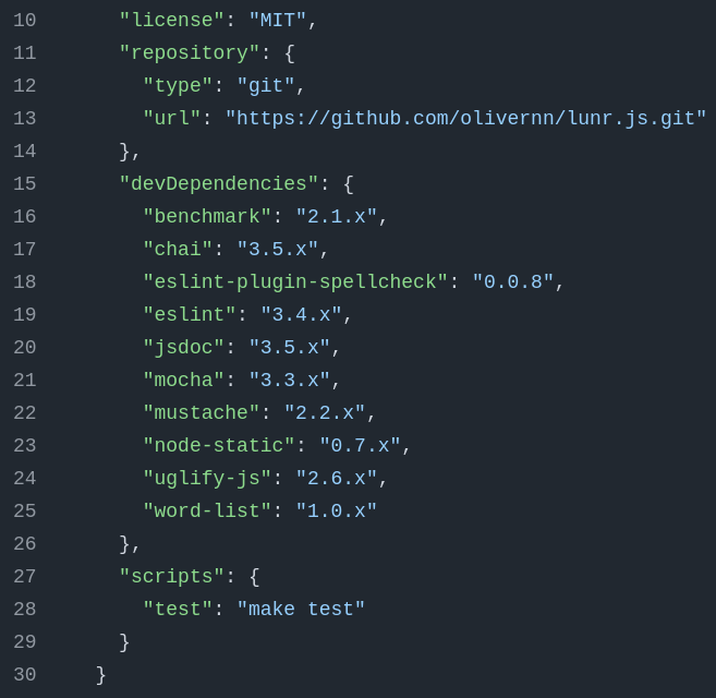 package.json screenshot